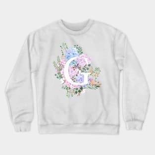 botanical monogram alphabet G hydrangea flowers Crewneck Sweatshirt